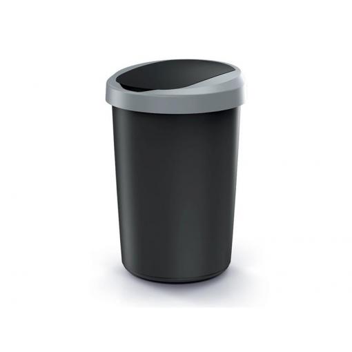 Koš odpadkový COMPACTA R FLAP černý se světle šedým víkem 40l