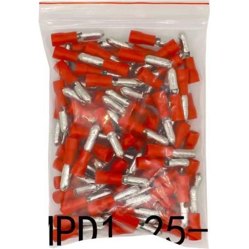 Kabelový kolík 4 mm červený, 0,5–1,5 mm², balení 100 ks