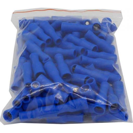 Konektor dutinka 4 mm modrá, kabel 1,5–2,5 mm², balení 100 ks