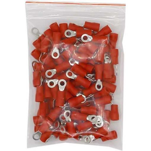 Kabelové oko 3,7 mm, červené, RVS 1,25–3, balení 100 ks