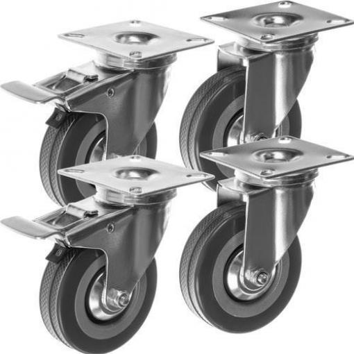 Sada transportních otočných koleček 70 mm, 4 ks, s brzdou