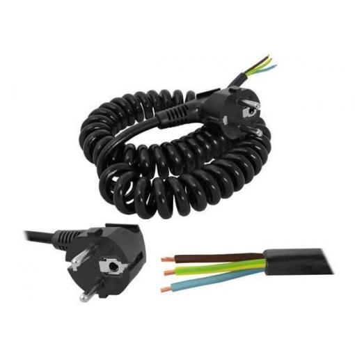 Kroucená flexošňůra 3×1,5 mm², 3 m, černá, volný konec