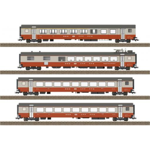 TRIX H0 23690 Sada 4 osobních vozů Swiss Express H0