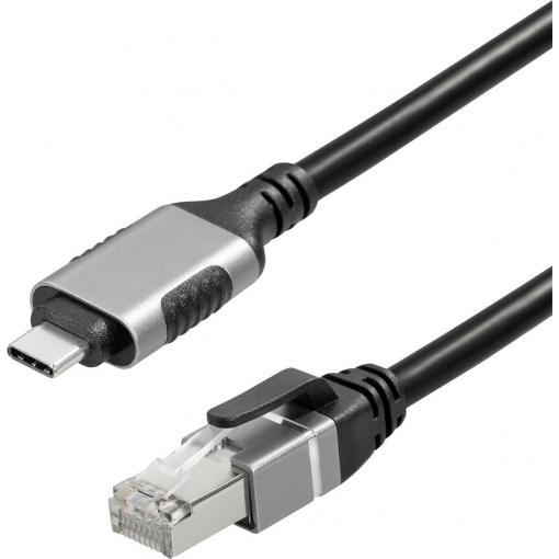 Maxtrack USB-C® / RJ45 síťový kabelový adaptér CAT 6 [1x USB-C® zástrčka - 1x RJ45 zástrčka] 3.00 m černá
