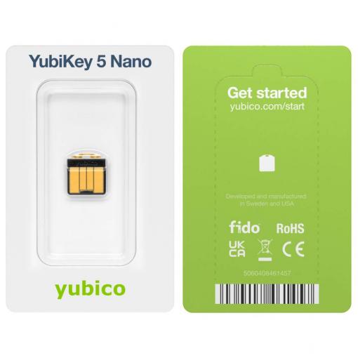 Yubico USB správce hesel YubiKey 5 Nano černá/zlatá 5060408461457