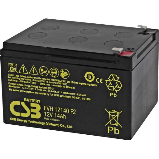 Fey Elektronik EVH12140F2 olověný akumulátor 12 V 14 Ah olověný se skelným rounem (š x v x h) 151 x 100.3 x 98 mm odolné proti více cyklům, bezúdržbové,