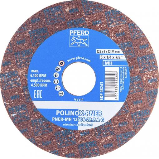 PFERD TOOLS 47700211 Kolo PFERD POLINOX s lisovanou skelnou vatou PNER Ø 125 x 6 mm, otvor Ø 22,2 mm, středně tvrdý a hrubý pro povrch  125 mm 5 ks