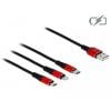 Delock USB kabel USB 2.0 USB-A zástrčka, USB-C ® zástrčka, USB Micro-B zástrčka, Apple Lightning konektor 0.30 m černá, červená 85891