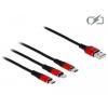 Delock USB kabel USB 2.0 USB-A zástrčka, USB-C ® zástrčka, USB Micro-B zástrčka, Apple Lightning konektor 1.00 m černá, červená 85892