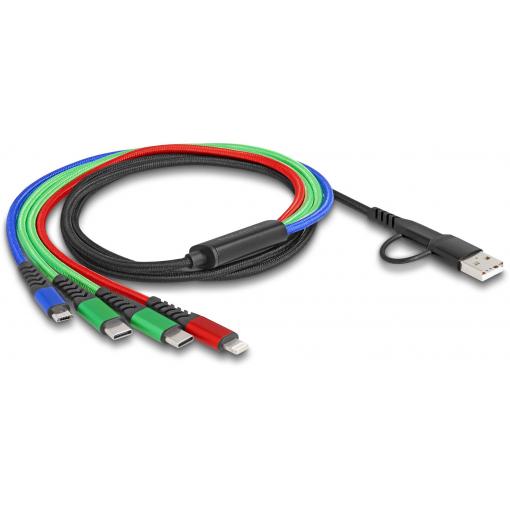 Delock Nabíjecí kabel USB USB 2.0 USB-A zástrčka, USB-C ® zástrčka, USB-C ® zástrčka, USB Micro-B zástrčka, Apple Lightning konektor 1.20 m černá, modrá,