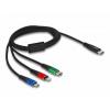 Delock Nabíjecí kabel USB USB 2.0 USB-C ® zástrčka, USB-C ® zástrčka, USB Micro-B zástrčka, Apple Lightning konektor 1.00 m černá 86596