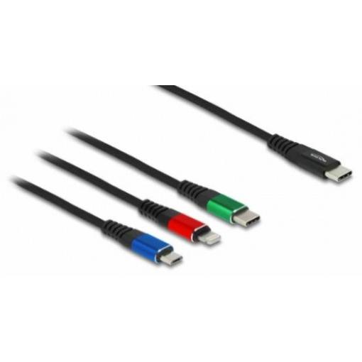 Delock Nabíjecí kabel USB USB 2.0 USB-C ® zástrčka, USB-C ® zástrčka, USB Micro-B zástrčka, Apple Lightning konektor 1.00 m černá 86596