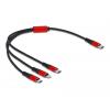 Delock Nabíjecí kabel USB USB 2.0 USB-C ® zástrčka, USB-C ® zástrčka, USB Micro-B zástrčka, Apple Lightning konektor 0.30 m černá, červená 86710