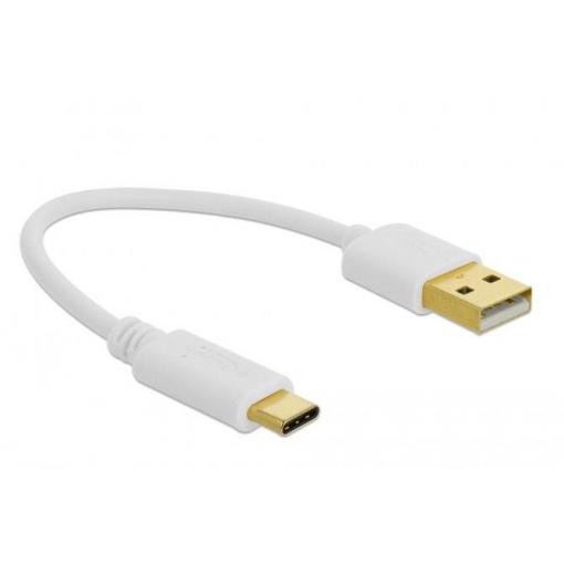 Delock USB kabel USB-A zástrčka, USB-C ® zástrčka 0.15 m bílá 85355