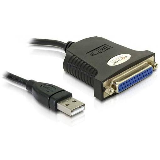 Delock USB kabel USB 1.1 USB-A zástrčka, Paralelní zdířka DB25 0.80 m černá 61330