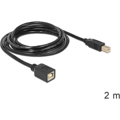 Delock USB kabel USB 2.0 USB-B zástrčka, USB-B zásuvka 2.00 m černá 83427