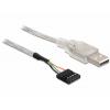 Delock USB kabel USB 2.0 USB-A zástrčka, Zástrčka na desku 5pólová 0.70 m stříbrná 83078