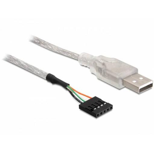 Delock USB kabel USB 2.0 USB-A zástrčka, Zástrčka na desku 5pólová 0.70 m stříbrná 83078