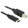 Delock USB kabel USB 2.0 USB-B zástrčka, USB-C ® zástrčka 0.50 m černá 83328