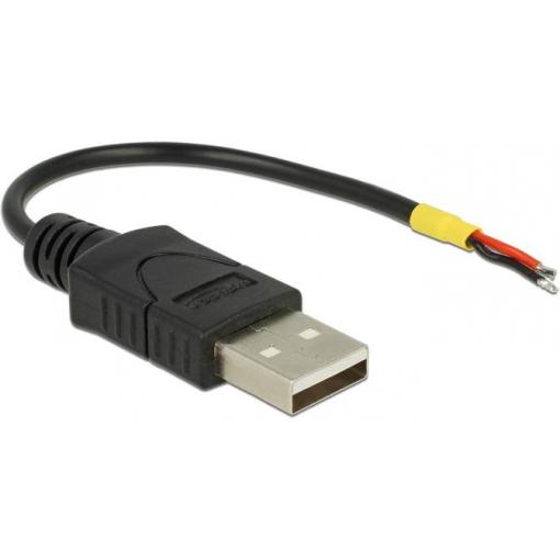 Delock USB kabel USB 2.0 USB-A zástrčka, Otevřené konce kabelu 0.10 m černá 85250