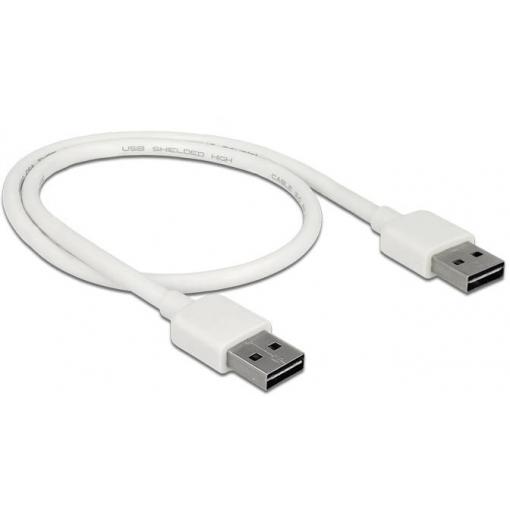 Delock USB kabel USB 2.0 USB-A zástrčka, USB-A zástrčka 0.50 m bílá 85192
