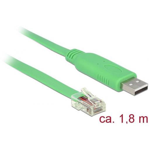 Delock Adaptérový kabel USB A na RJ45 USB 2.0 USB-A zástrčka, konektor rj45 1.80 m zelená 62960