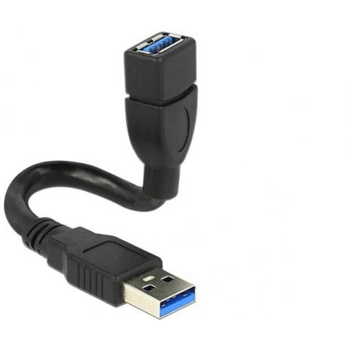 Delock USB kabel USB 3.0 USB-A zástrčka, USB-A zásuvka 0.15 m černá 83713