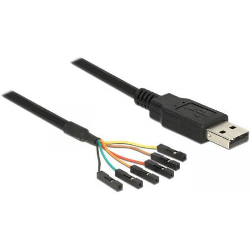 Delock USB kabel USB-A zástrčka, USB zásuvka na desku 1.80 m černá 83787