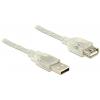 Delock USB kabel USB 2.0 USB-A zástrčka, USB-A zásuvka 1.00 m transparentní 83881