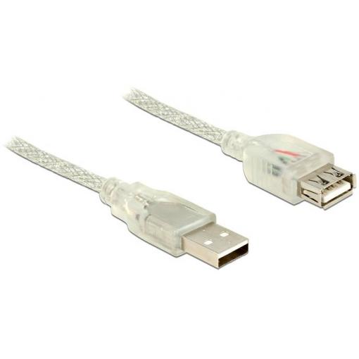 Delock USB kabel USB 2.0 USB-A zástrčka, USB-A zásuvka 1.00 m transparentní 83881