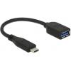 Delock Kabel USB-C USB-C ® zástrčka, USB-A zásuvka 0.10 m černá 65684