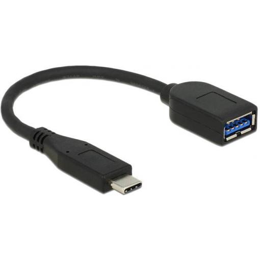 Delock Kabel USB-C USB-C ® zástrčka, USB-A zásuvka 0.10 m černá 65684