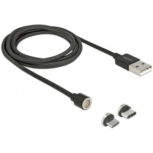 Delock USB kabel USB 2.0 USB-A zástrčka, USB-C ® zástrčka, USB Micro-B zástrčka 1.10 m černá 85723