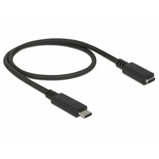 Delock Kabel USB-C USB-C ® zástrčka, USB-C ® zásuvka 0.50 m černá 85532