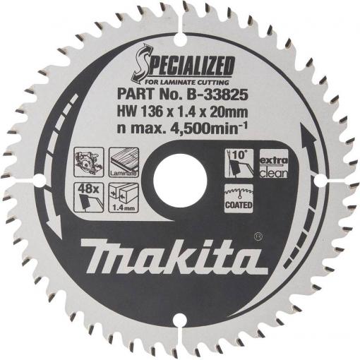 Makita B-33825 B-33825 pilový kotouč 136 x 20 x 1 mm Počet zubů (na palec): 48 1 ks