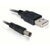 Delock Napájecí kabel USB USB-A zástrčka, DC zástrčka 5,5 mm 1.00 m černá 82197