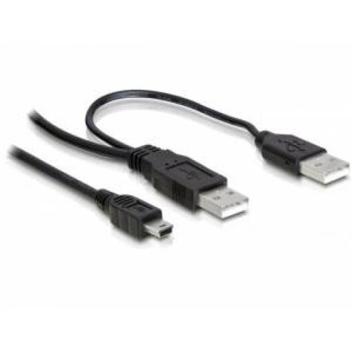 Delock USB kabel USB 2.0 USB-A zástrčka, USB-A zástrčka, USB Mini-B zástrčka 1.00 m černá 82447
