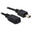 Delock USB kabel USB Mini-B zástrčka, USB-Mini-B zásuvka 1.00 m černá 82667