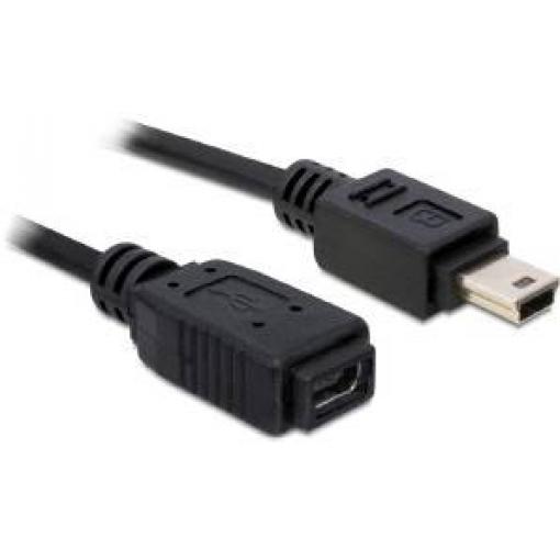 Delock USB kabel USB Mini-B zástrčka, USB-Mini-B zásuvka 1.00 m černá 82667