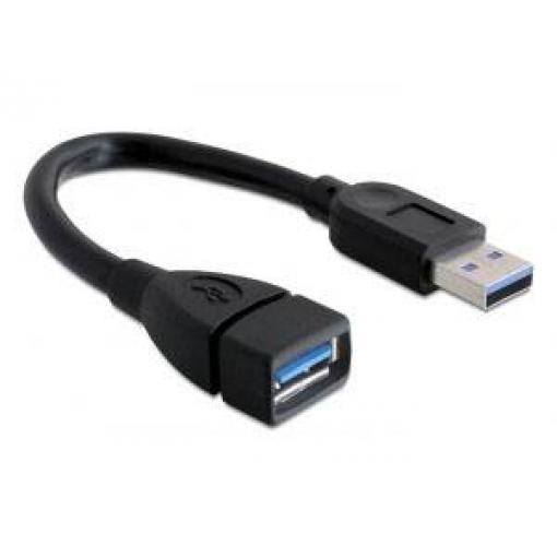 Delock USB kabel USB 3.0 USB-A zástrčka, USB-A zásuvka 0.15 m černá 82776