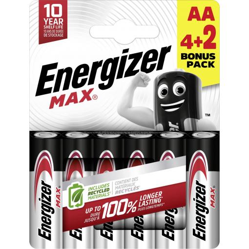 Energizer Max tužková baterie AA alkalicko-manganová, 1.5 V, 6 ks