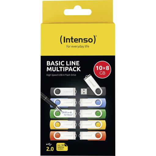 Intenso USB-Stick 10er Pack Basic Line 10 x 8 GB USB flash disk 8 GB žlutá, zelená, modrá, oranžová, černá 3503561 USB 2.0