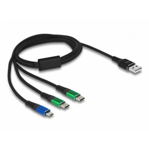 Delock USB kabel USB 2.0 USB-A zástrčka, USB-C ® zástrčka, USB-C ® zástrčka, USB Micro-B zástrčka 1.00 m černá 87882