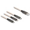 Delock USB kabel USB 2.0 USB-A zástrčka, USB-C ® zástrčka, USB Micro-B zástrčka, Apple Lightning konektor 1.20 m transparentní 88158