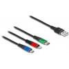 Delock USB kabel USB 2.0 USB-A zástrčka, USB Micro-B zástrčka, Apple Lightning konektor, USB-C® 2.00 m černá 90156