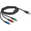 Delock USB kabel USB 2.0 USB-A zástrčka, USB Micro-B zástrčka, Apple Lightning konektor, USB-C® 2.00 m černá 90156