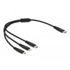 Delock Nabíjecí kabel USB USB 2.0 USB-C ® zástrčka, USB-C ® zástrčka, USB Micro-B zástrčka, Apple Lightning konektor 0.30 m černá 87148