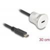 Delock Kabel USB-C USB-C ® zástrčka, USB-C ® zásuvka 0.30 m černá, stříbrná 88183