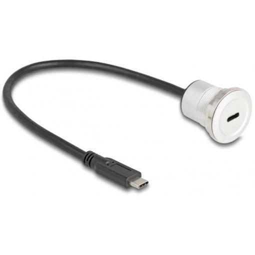 Delock Kabel USB-C USB-C ® zástrčka, USB-C ® zásuvka 0.30 m černá, stříbrná 88183