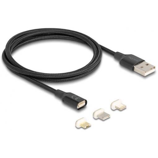 Delock USB kabel USB-A zástrčka, USB-C ® zástrčka, USB Micro-B zástrčka, Apple Lightning konektor 1.00 m černá 88165